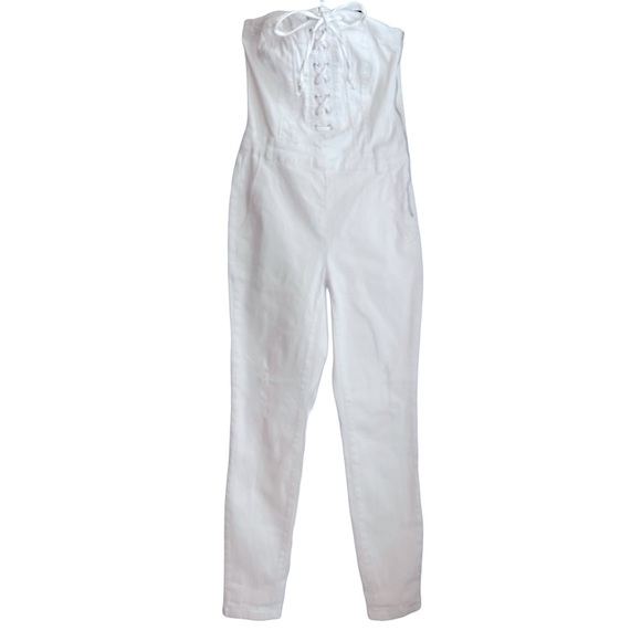 VENUS Strapless Lace Up Jean Jumpsuit - Picture 3 of 10